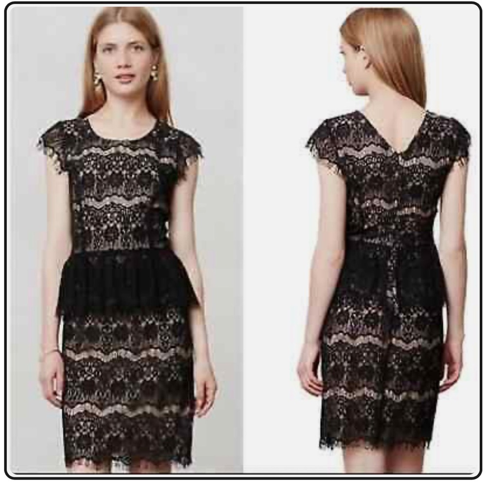 Maeve ANTHROPOLOGIE Black elegant cocktail lace dress